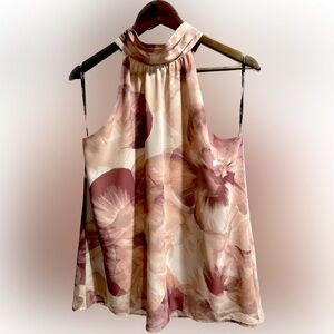 Floral Halter Neck Blouse - Pink and Cream